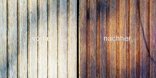 Vergleich Vorher / Nachher: Ölen einer Holzterrasse