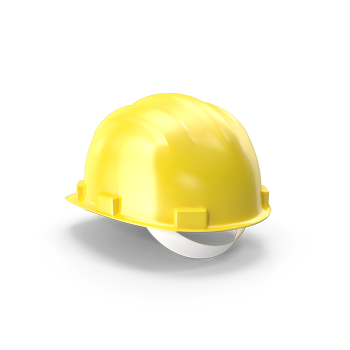 Gelber Helm für Sicherheit am Arbeitsplatz