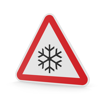 Gefahrenschild 113 warnt vor Schnee oder Eisglätte in Billstedt