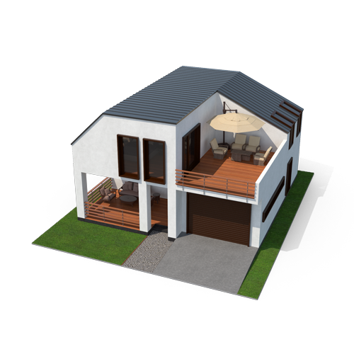 Haus mit Bangkirai Terrassen Haus mit Bangkirai Terrassen nach Holzterrassenreinigung